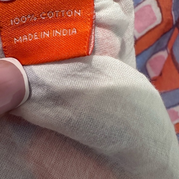 Oliphant Orange Pink Blue Diamond Sleeveless Ruffle Hem
Dress Size M - Picture 10 of 10